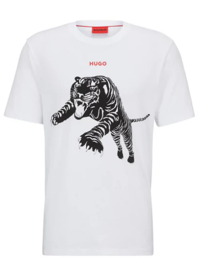 Camiseta de punto de algodón con ilustración y logo